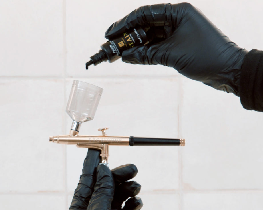 Brow Code Air Brush and Pro Stain Kit Plus Stencils and Liquid Peroxide