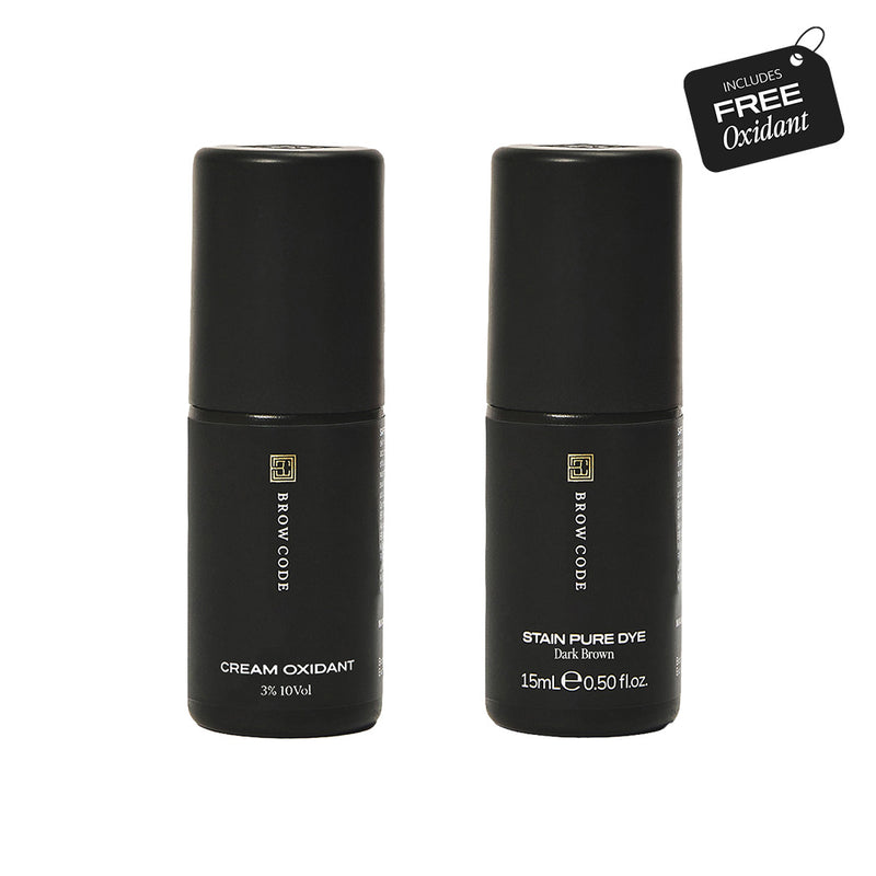 Brow Code Stain Pure Dye Dark Brown 15ml + Complimentary Mini Cream Oxidant 15ml