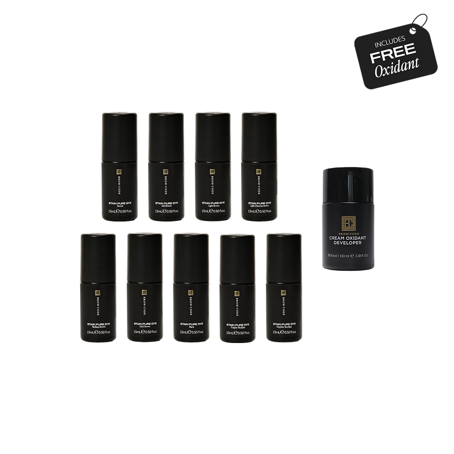 Brow Code Stain Pure Dye Discovery Collection (Get Free Oxidant 3% Developer 100ml)