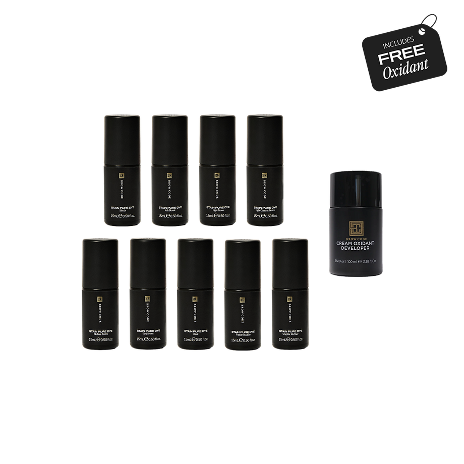 Brow Code Stain Pure Dye Discovery Collection (Get Free Oxidant 3% Developer 100ml)