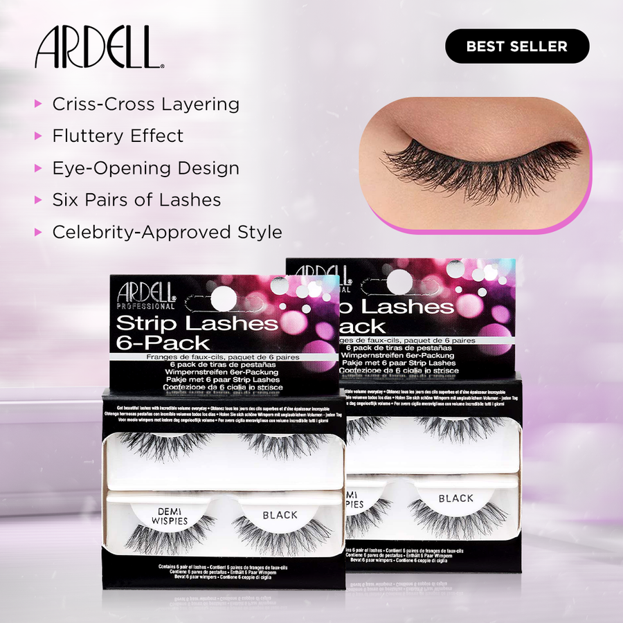 Ardell Strip Lashes 6pk Demi Wispies Black