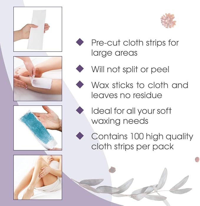Satin Smooth Waxing Strips Large Non-Woven Cloth 100 pack