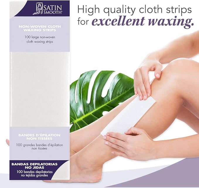 Satin Smooth Large Non-Woven Cloth Waxing Strips 100 pack