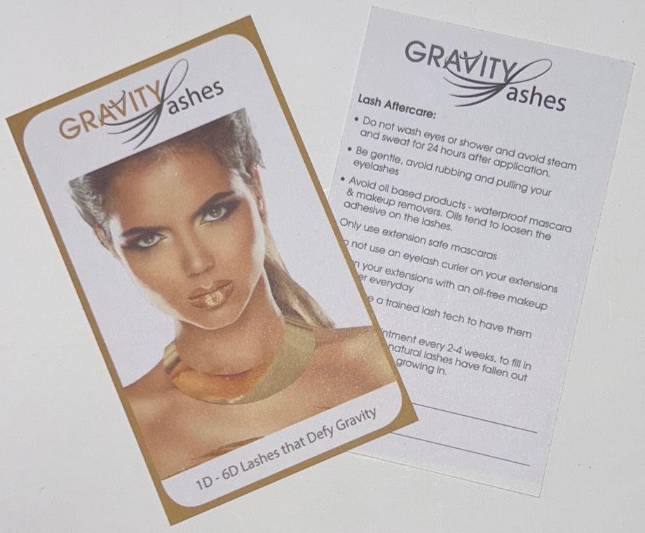 GRAVITY LASH CARE CARD