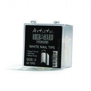 Artistic Rock Hard Xtentions White Nail Tips 50ct Size 5